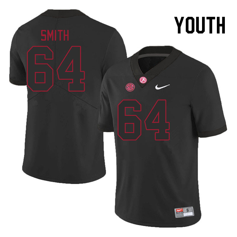 Youth #64 Mac Smith Alabama Crimson Tide College Footabll Jerseys Stitched Sale-Black